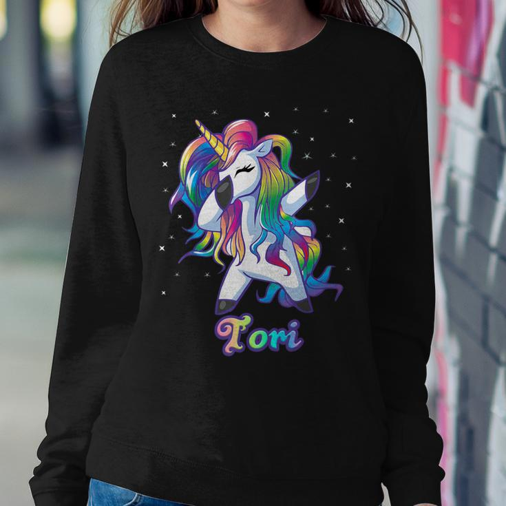 Tori Name Personalized Custom Rainbow Unicorn Dabbing Women Sweatshirt Unique Gifts