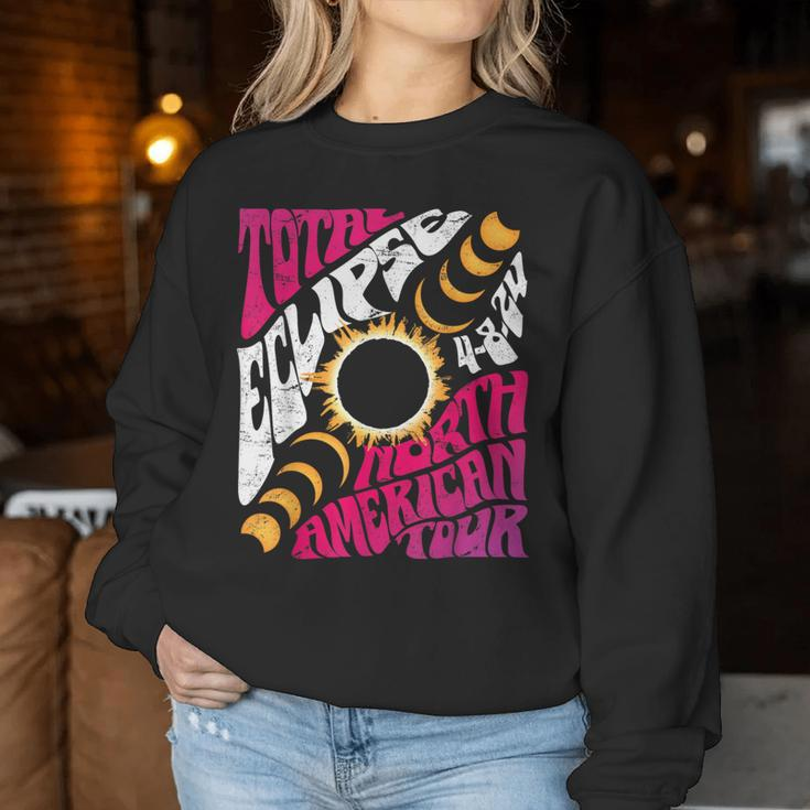 Total Eclipse 2024 Retro Groovy North American Tour Concert Women Sweatshirt Funny Gifts