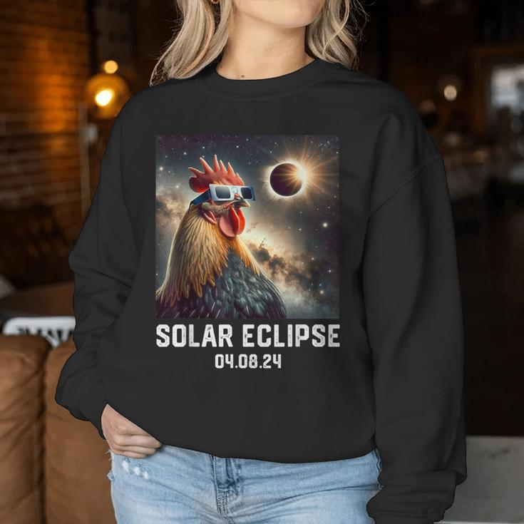 Totality Solar Eclipse 040824 Chicken Astronomy Lovers Women Sweatshirt Unique Gifts