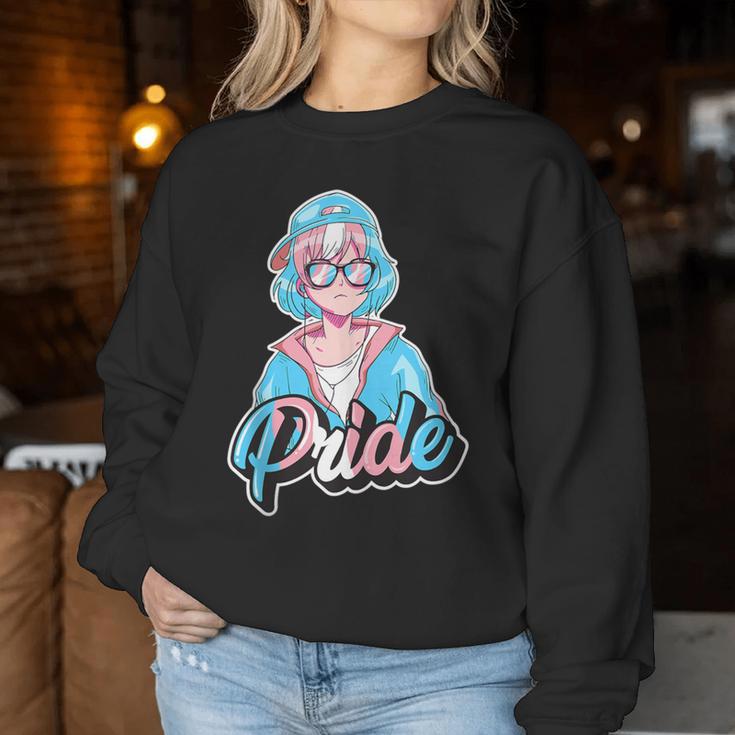 Transgender Pride Japanese Cool Anime Girl Trans Flag Women Sweatshirt Unique Gifts