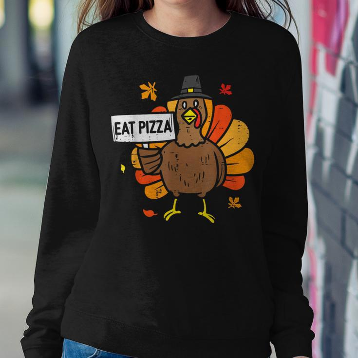 Turkey Eat Pizza Thanksgiving Party Kid Women Sweatshirt Funny Gifts