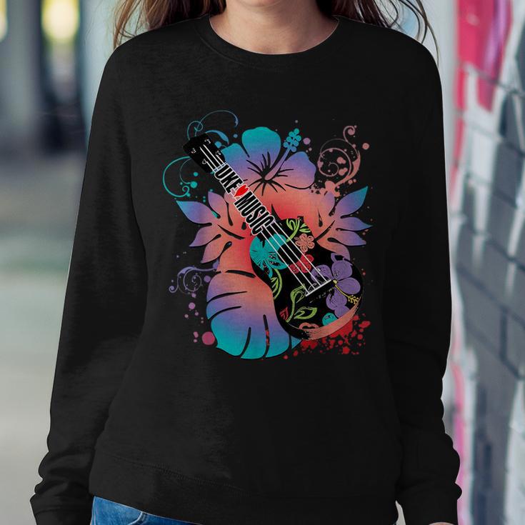 Ukulele Music And Hibiscus Flowers Uke Women Sweatshirt Unique Gifts