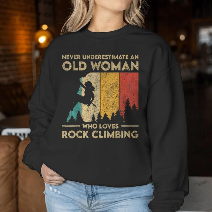 Never Underestimate An Old Woman Rock Climbing Bouldering Women Sweatshirt Unique Gifts