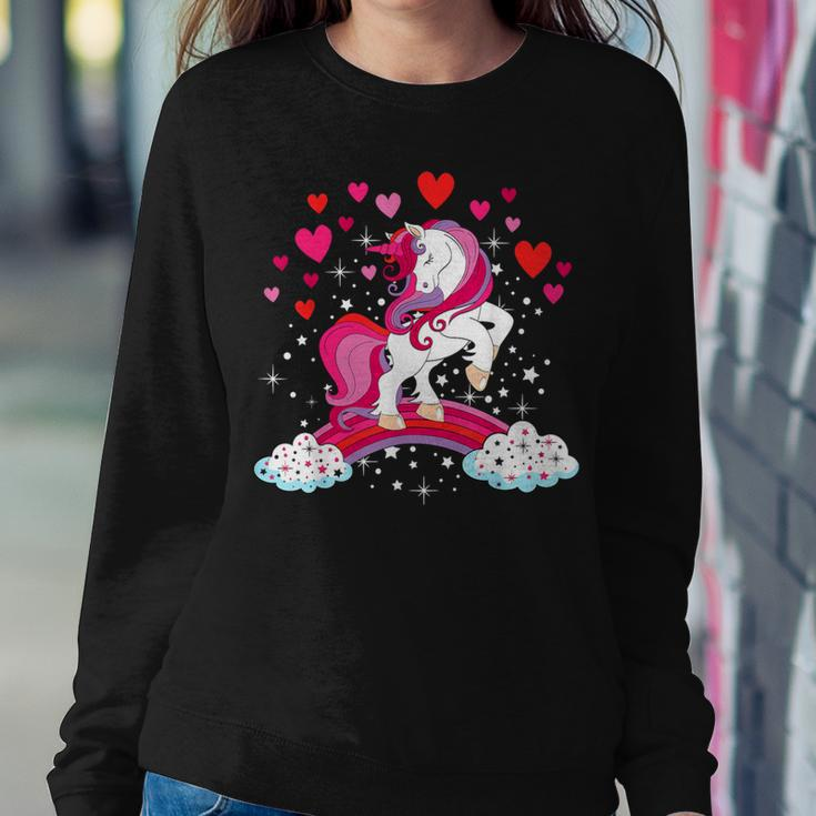 Unicorn Valentines Day Toddler Girl Love Heart Rainbow Women Sweatshirt Personalized Gifts