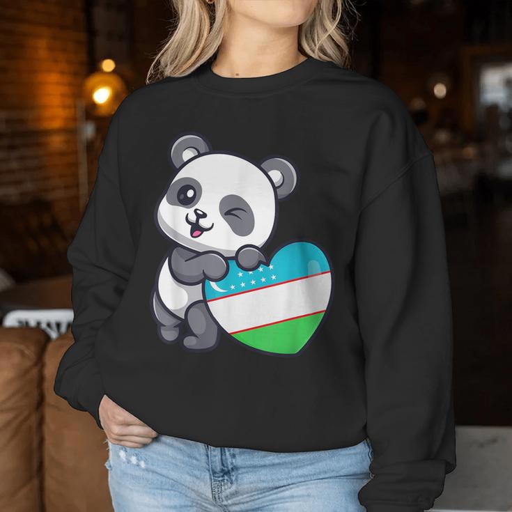 Usbekistan Flagge Herz Geschenke Panda Usbeki Usbekistan Souvenir Sweatshirt Frauen Lustige Geschenke