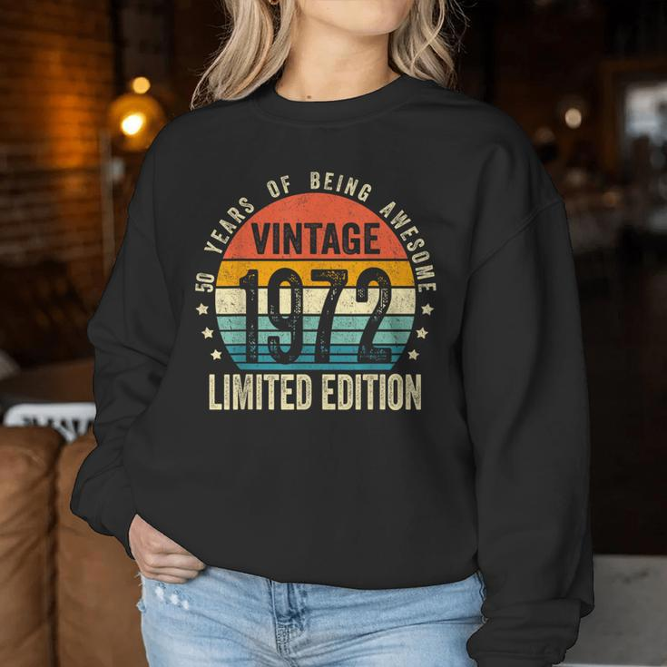Vintage 1972 50Th Birthday Retro 50 Years Old Women Sweatshirt Unique Gifts