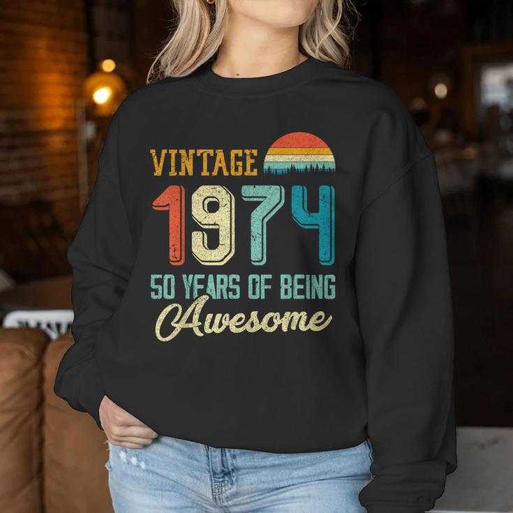 Vintage 1974 50 Geburtstag Retro 50 Jahre Alter Papa Mama Sweatshirt Frauen Lustige Geschenke