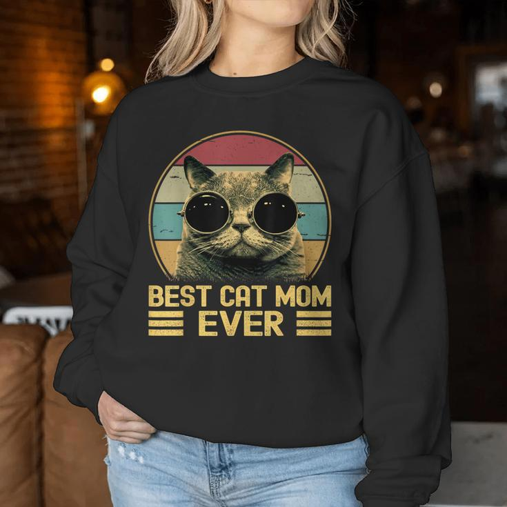 Vintage Best Cat Mom Ever For Women Cat Lover Cat Mom Women Sweatshirt Unique Gifts