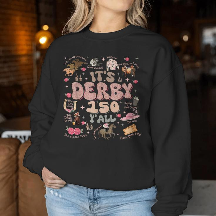 Vintage It's Derby 150 Yall 150Th Horse Racing Ky Derby Day Women Sweatshirt Unique Gifts