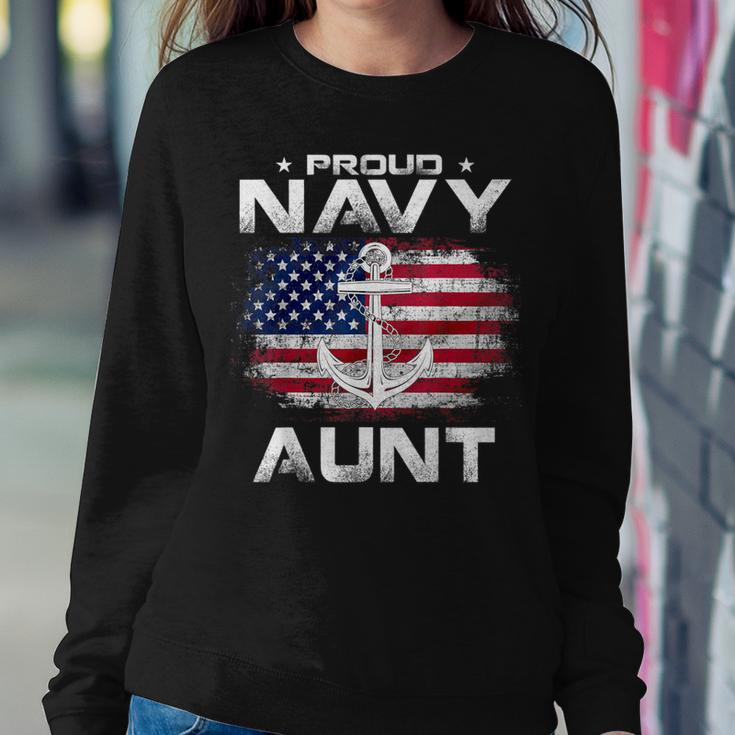 Vintage Proud Navy Aunt With American Flag Veteran Women Sweatshirt Unique Gifts