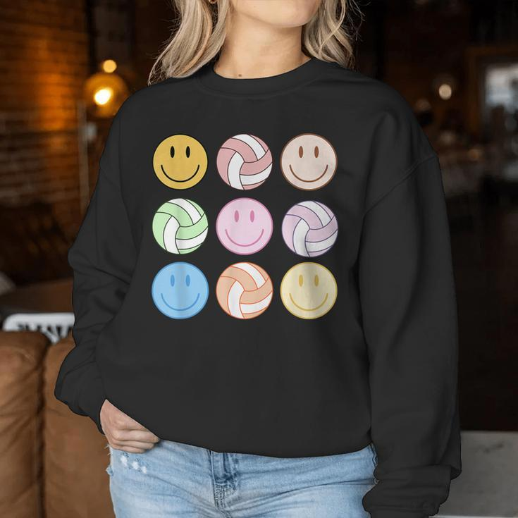 Volleyball Vibes Smile Face Hippie Volleyball Girls Women Sweatshirt Personalized Gifts