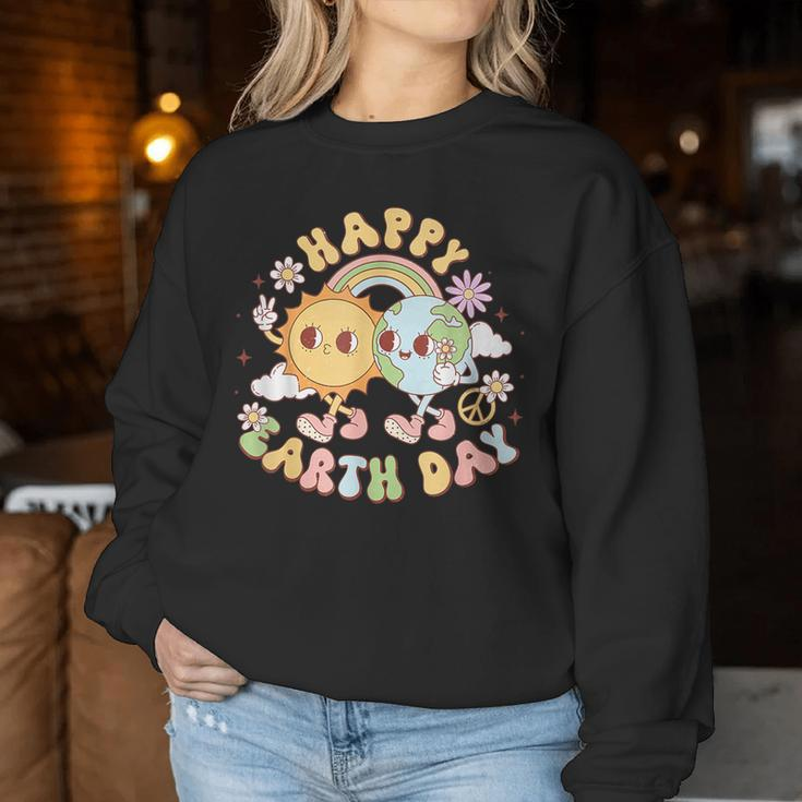 Wave Groovy Happy Earth Day 2024 Make Earth Day Every Day Women Sweatshirt Funny Gifts