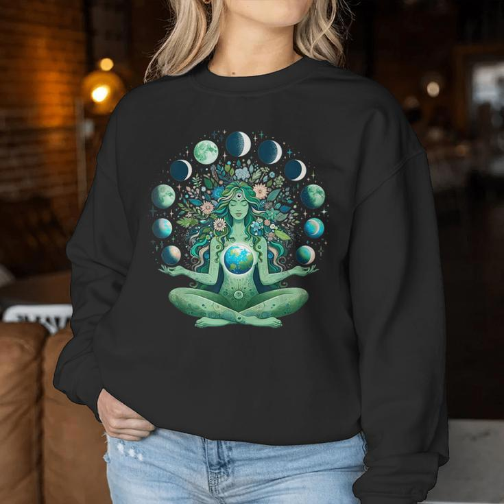 Witchy Nature Goddess Mother Earth Day Moon Phases Aesthetic Women Sweatshirt Funny Gifts