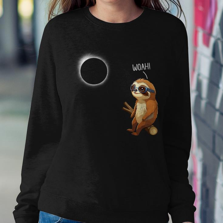 Woah Sloth Solar Eclipse 2024 Eclipse Sloth Women Sweatshirt Unique Gifts