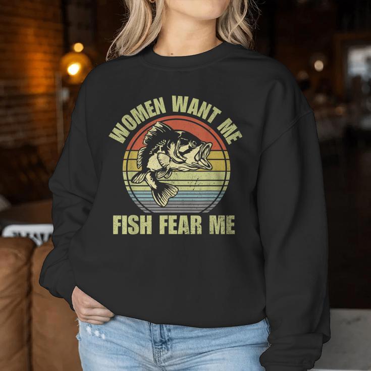 Woman Want Me Fish Fear Me Fishing Fisherman Vintage Women Sweatshirt Unique Gifts