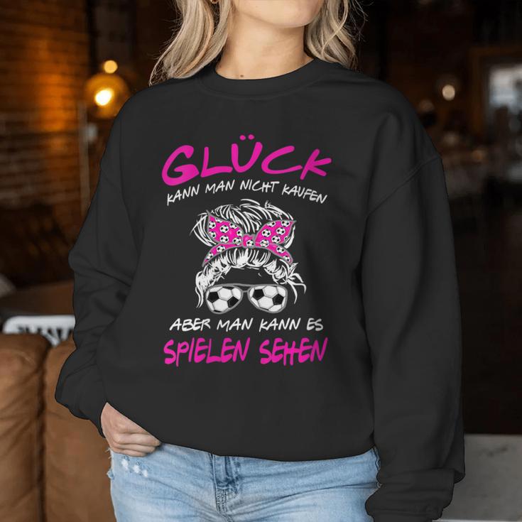 Women's Glück Kann Man Nicht Kauf Football Mama Soccer Mom With-Neck S Sweatshirt Frauen Lustige Geschenke