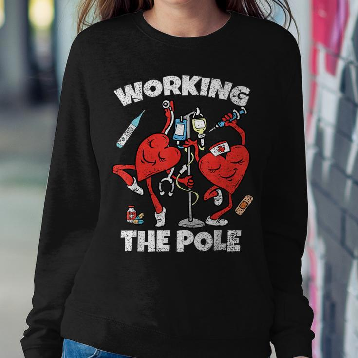 Working The Pole Valentines Day Nurse Wife Rn Women Sweatshirt Unique Gifts