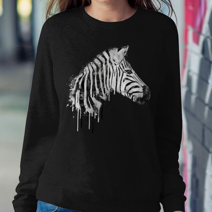 Zebra Watercolor Artistic Horse Wildlife Lovers Graphic Women Sweatshirt Unique Gifts