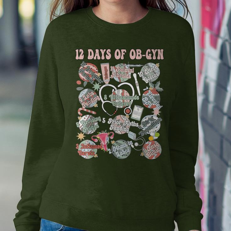 12 Days Of Ob-Gyn Christmas Labor And Delivery Nurse Outfit Women Sweatshirt Funny Gifts