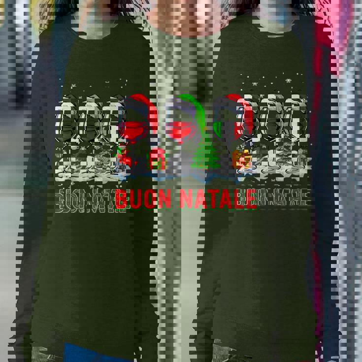 Buon Natale Merry Christmas Italian Three Santa Wine Glasses Women Sweatshirt Personalized Gifts