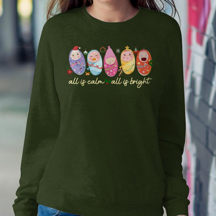 All Is Calm All Is Bright Nicu Mother Baby Nurse Christmas Women Sweatshirt Unique Gifts