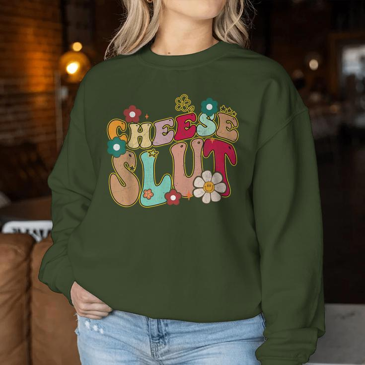Cheese Slut Groovy Christmas Sarcastic Saying Women Women Sweatshirt Funny Gifts