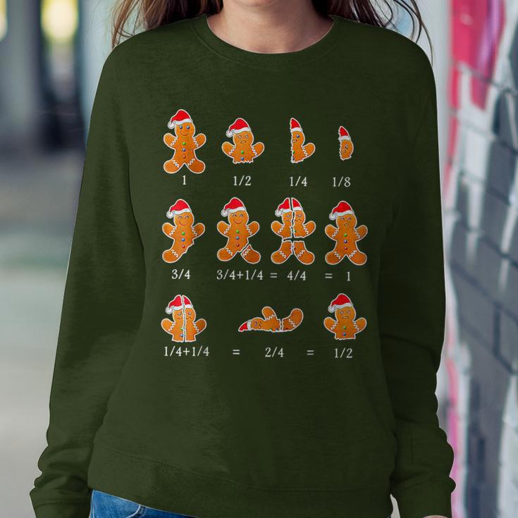 Christmas Math Teacher Fraction Gingerbread Cookie Santa Hat Women Sweatshirt Unique Gifts