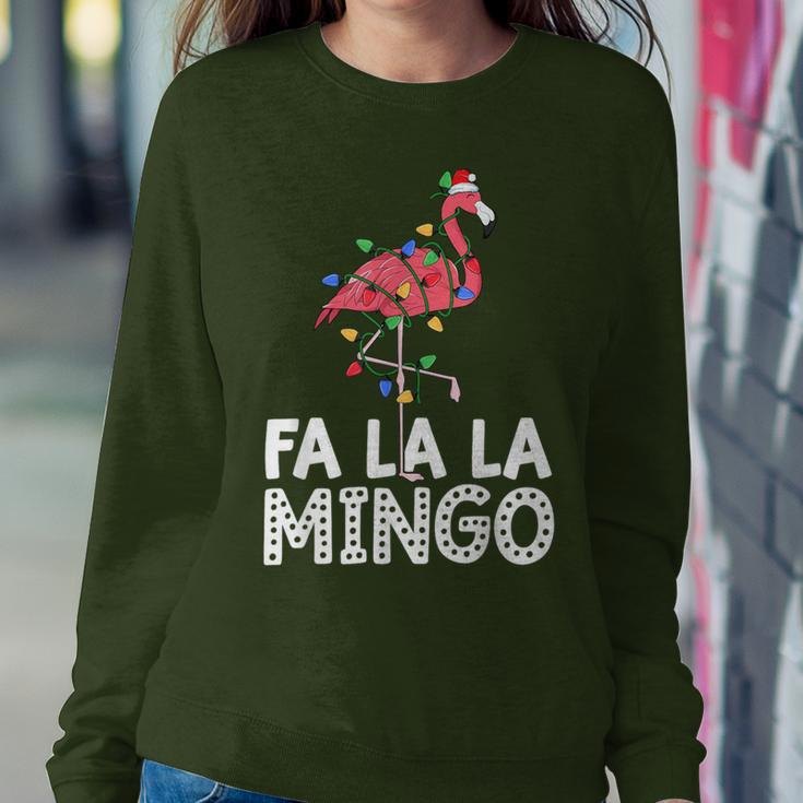 Fa La La Mingo Flamingo Christmas Tree Lights Tropical Xmas Women Sweatshirt Unique Gifts
