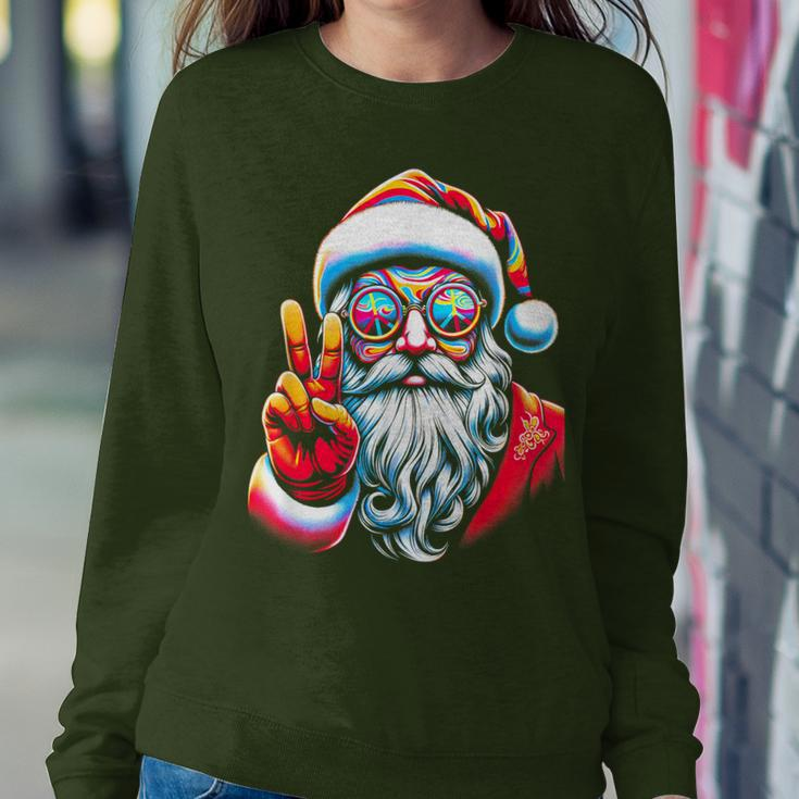 Hippie Santa Claus Peace Groovy Retro 70S Christmas Women Sweatshirt Personalized Gifts