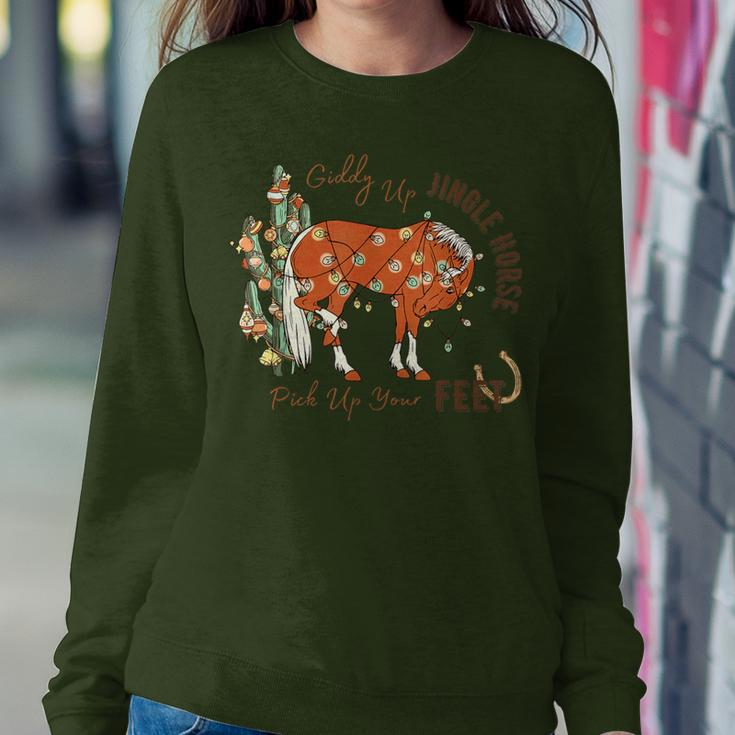 Giddy Up Jingle Horse Pick Up Your Feet Cowboy Santa Cactus Women Sweatshirt Unique Gifts