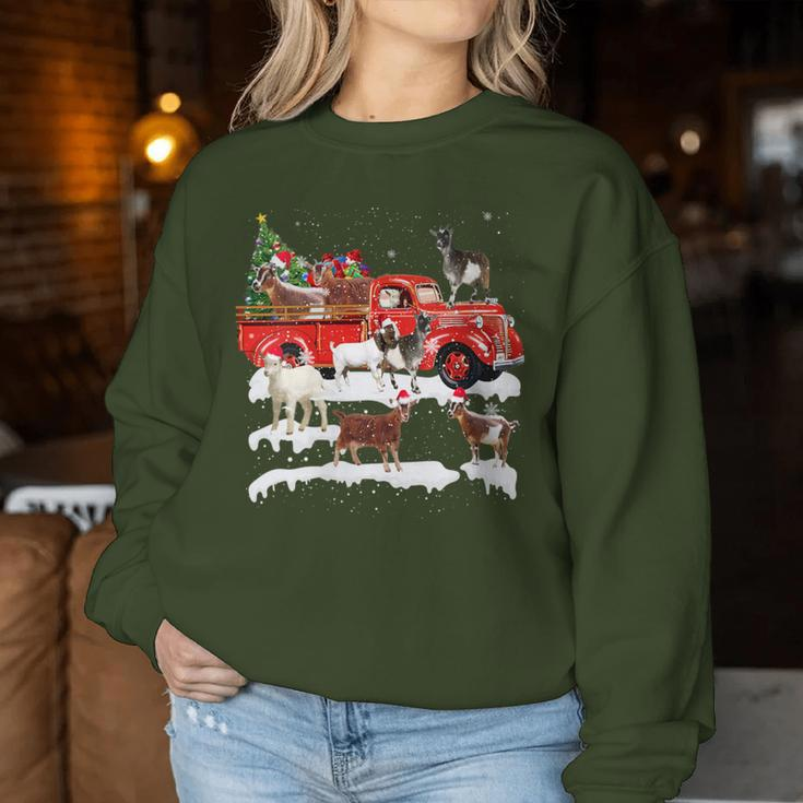 Goat Riding Red Truck Merry Christmas Farmer X-Mas Ugly Women Sweatshirt Unique Gifts