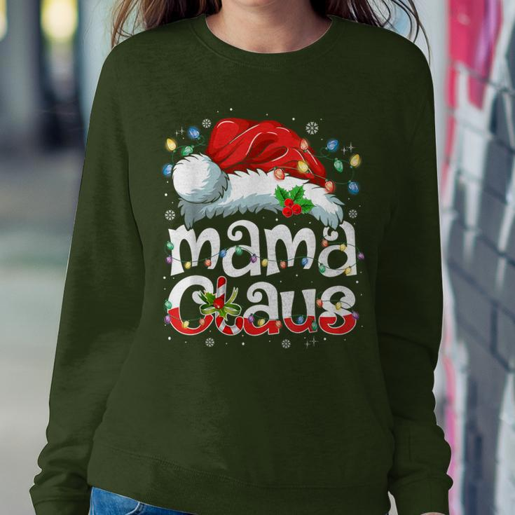 Mama Claus Christmas Lights Santa Hat Pajama Family Matching Women Sweatshirt Funny Gifts