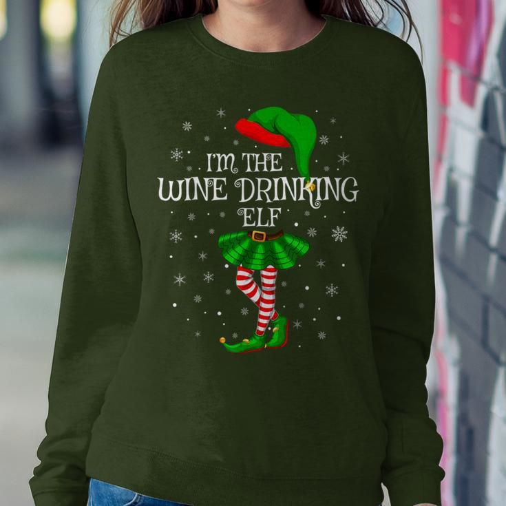 Matching Family Group I'm The Wine Drinking Elf Christmas Women Sweatshirt Personalized Gifts