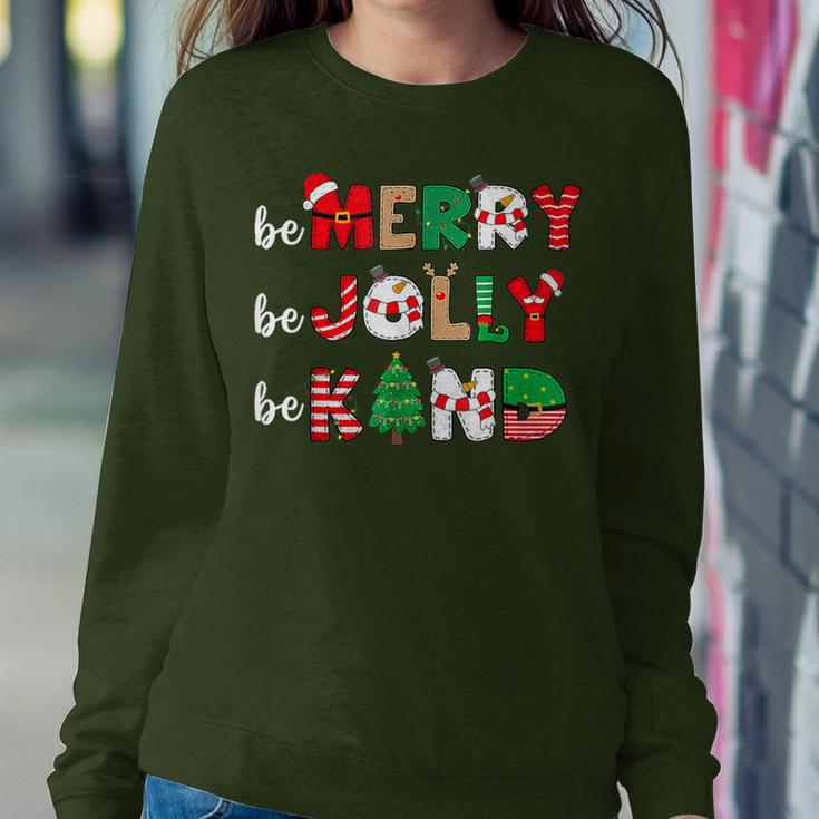 Be Merry Be Jolly Be Kind Merry Christmas Teacher Xmas Pjs Women Sweatshirt Unique Gifts