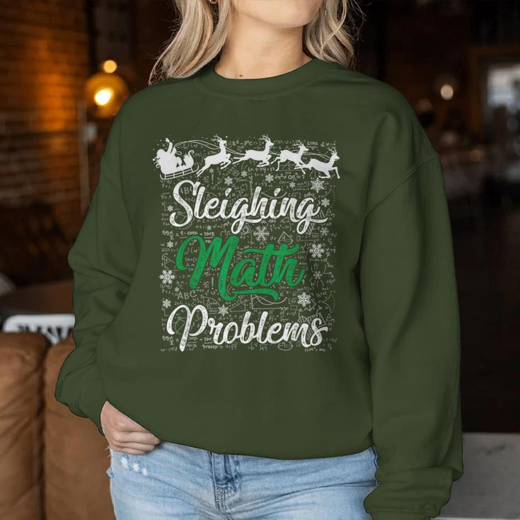 Sleighing Math Problem Xmas In Math Teacher Christmas Women Sweatshirt Unique Gifts