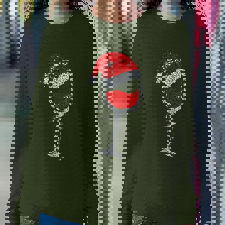 Wine Glasses Santa Hat Bling Christmas Wine Lover Women Sweatshirt Personalized Gifts