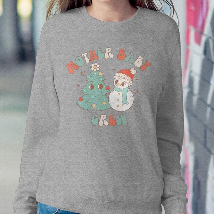Retro Mother Baby Nurse Christmas Tree Snowman Postpartum Women Sweatshirt Unique Gifts