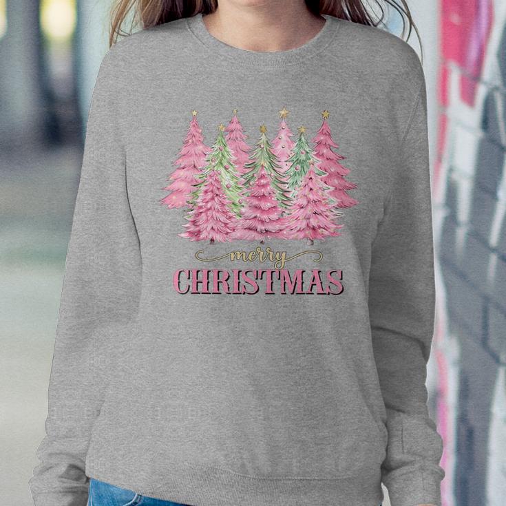 Vintage Pink Christmas Merry Christmas Tree Xmas Women Sweatshirt Unique Gifts