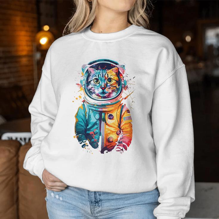 Astronaut Weltraum Katze Mama Papa Männer Kind Bunt Astronaut Weltraum Sweatshirt Frauen Lustige Geschenke