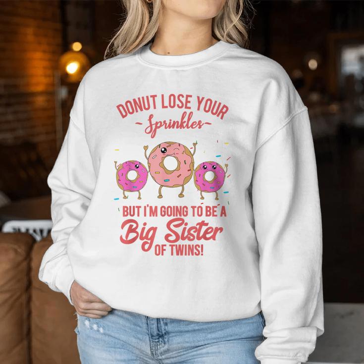 Big Sister Of Twins Baby Announcement Twin Girls Baby Reveal Women Sweatshirt Unique Gifts