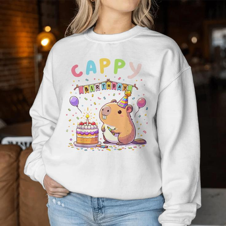 Cappy Birthday Capybara Lovers Girl Boy Happy Birthday Party Women Sweatshirt Funny Gifts