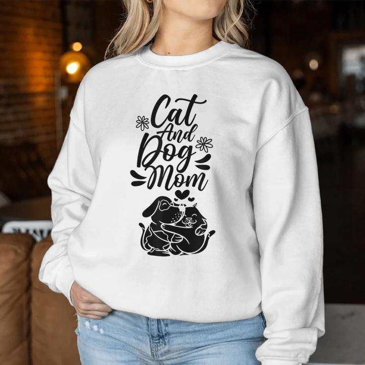 Cat And Dog Mom Dogs Lover Cats Mother Mommy Mama Mother's Women Sweatshirt Personalized Gifts