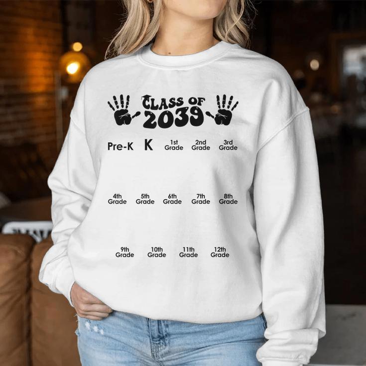 Class Of 2039 Grow With Me Handprint Pre-K 12Th Grade K-12 Women Sweatshirt Unique Gifts