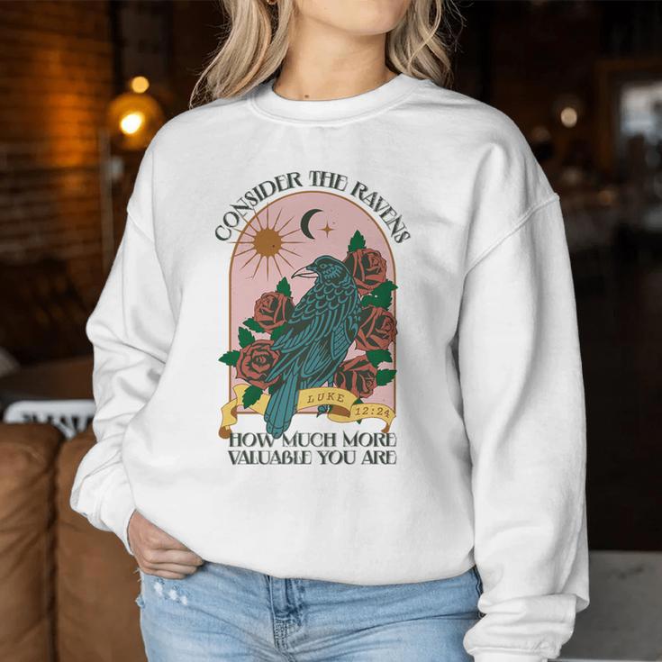 Consider Ravens Christian Bible Verse Faith Retro Religion Women Sweatshirt Unique Gifts