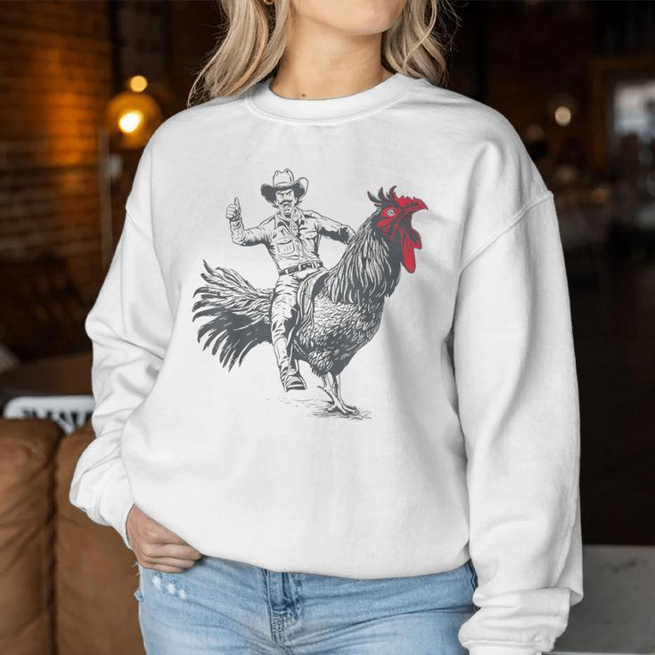 Cowboy Riding Chicken Women Sweatshirt Unique Gifts