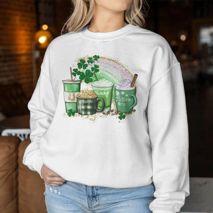 Cute Coffee St Patrick's Day Lucky Latte Green Costume Women Sweatshirt Funny Gifts