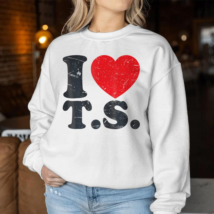 Cute Red Heart I LoveS Groovy Birthday Women Sweatshirt Personalized Gifts