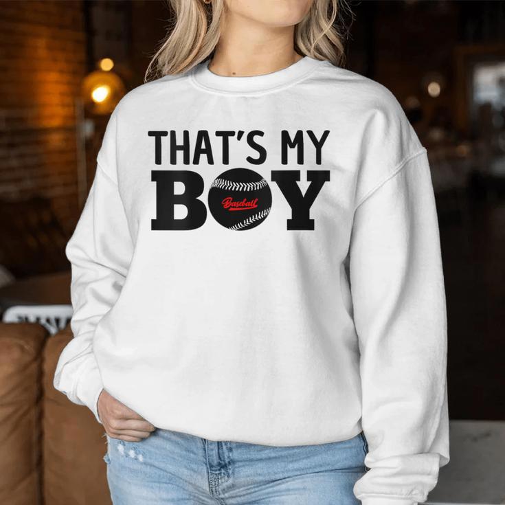 Damen Das Ist Mein Sohn Baseball Stolzer Ballsport Mama Papa Mit-Ausschnitt Sweatshirt Frauen Lustige Geschenke