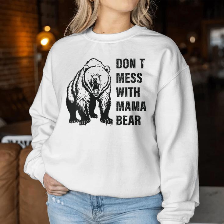 Damen Retro Don't Mess With Mama Bear Lustiger Muttertag Mit-Ausschnitt Sweatshirt Frauen Lustige Geschenke