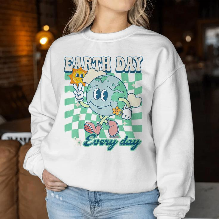 Earth Day Groovy Everyday Checkered Environment 54Th Anni Women Sweatshirt Unique Gifts